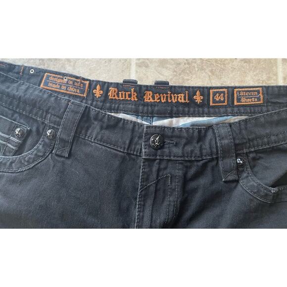 Y2K Rock Revival Embroidered Black “Steven” Straight Men’s Shorts Size 44 - Picture 5 of 8